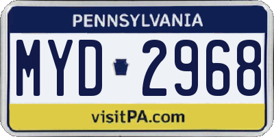 PA license plate MYD2968