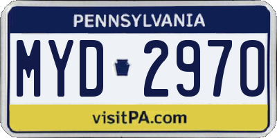 PA license plate MYD2970