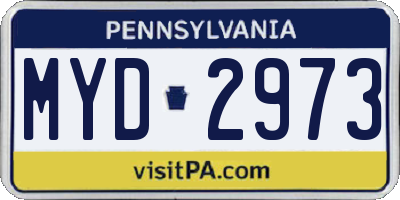 PA license plate MYD2973