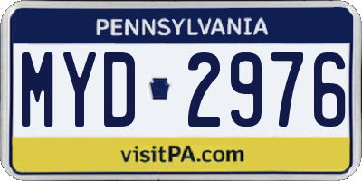 PA license plate MYD2976