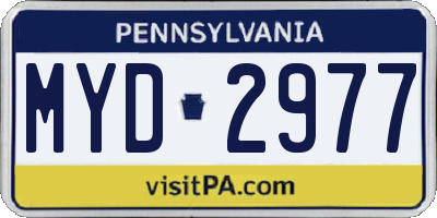 PA license plate MYD2977