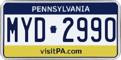PA license plate MYD2990