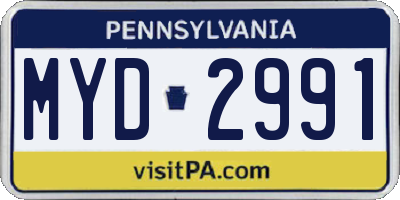 PA license plate MYD2991