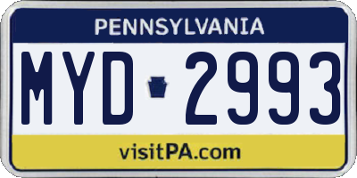 PA license plate MYD2993