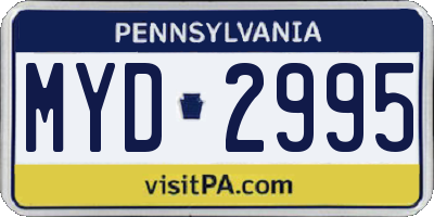 PA license plate MYD2995