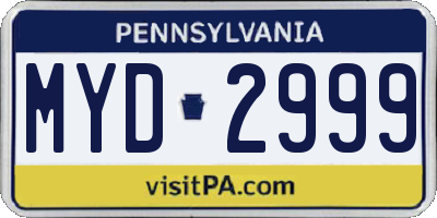 PA license plate MYD2999