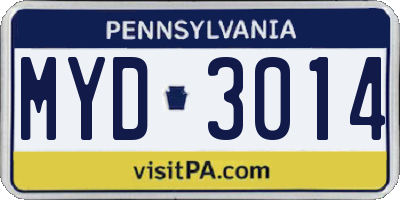 PA license plate MYD3014