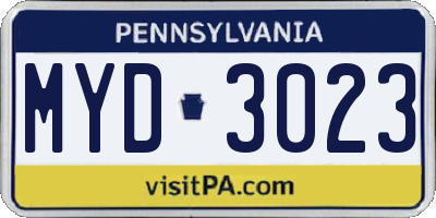 PA license plate MYD3023
