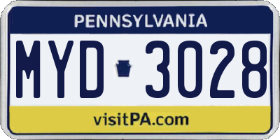 PA license plate MYD3028