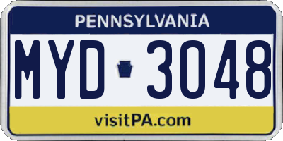 PA license plate MYD3048