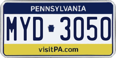 PA license plate MYD3050
