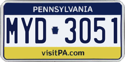 PA license plate MYD3051