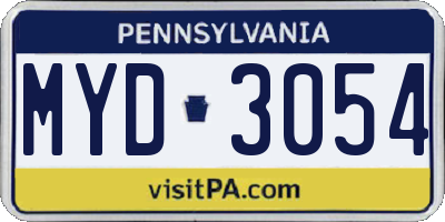 PA license plate MYD3054