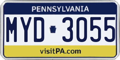PA license plate MYD3055