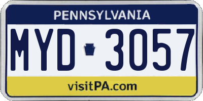 PA license plate MYD3057