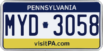 PA license plate MYD3058