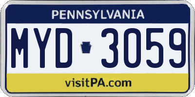 PA license plate MYD3059