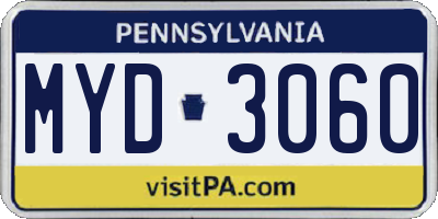 PA license plate MYD3060
