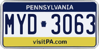 PA license plate MYD3063