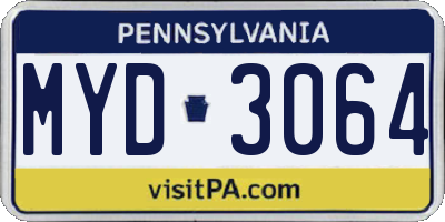 PA license plate MYD3064