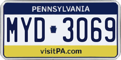 PA license plate MYD3069