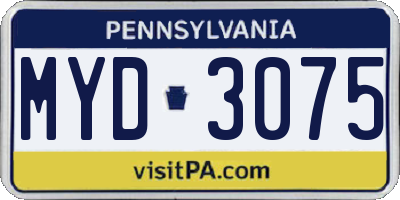 PA license plate MYD3075