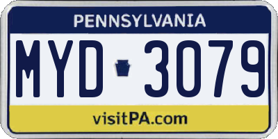 PA license plate MYD3079