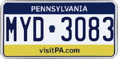 PA license plate MYD3083