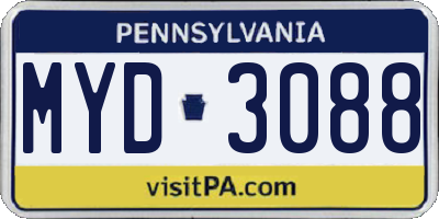 PA license plate MYD3088