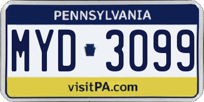 PA license plate MYD3099