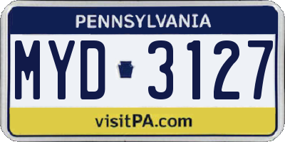 PA license plate MYD3127