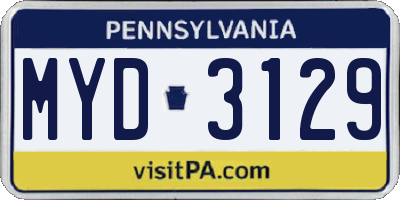 PA license plate MYD3129