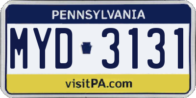 PA license plate MYD3131