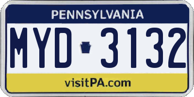 PA license plate MYD3132