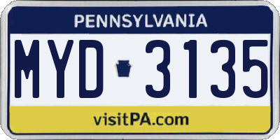 PA license plate MYD3135