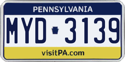 PA license plate MYD3139