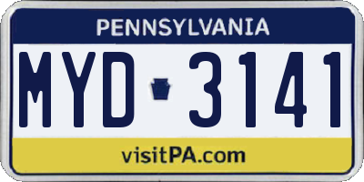 PA license plate MYD3141