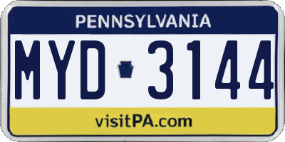 PA license plate MYD3144