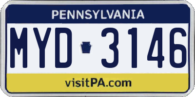 PA license plate MYD3146