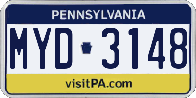 PA license plate MYD3148