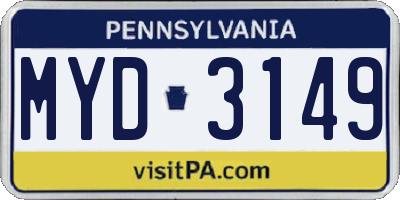 PA license plate MYD3149