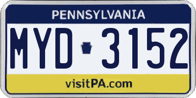 PA license plate MYD3152