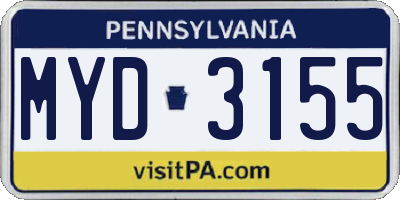 PA license plate MYD3155