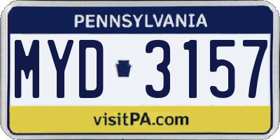 PA license plate MYD3157