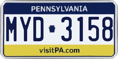 PA license plate MYD3158