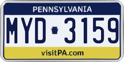 PA license plate MYD3159