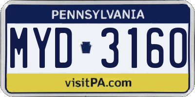 PA license plate MYD3160