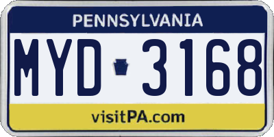 PA license plate MYD3168