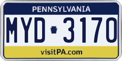 PA license plate MYD3170