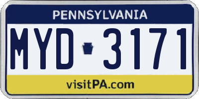 PA license plate MYD3171